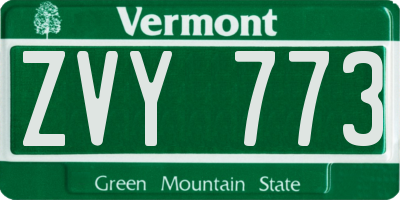VT license plate ZVY773