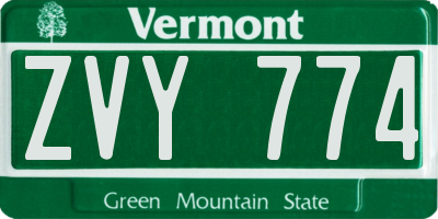 VT license plate ZVY774