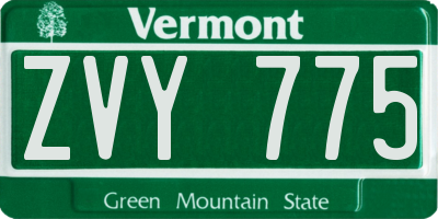 VT license plate ZVY775