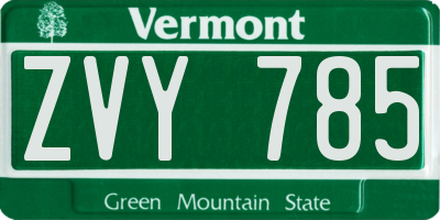 VT license plate ZVY785