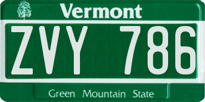 VT license plate ZVY786