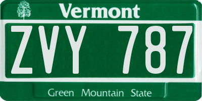 VT license plate ZVY787