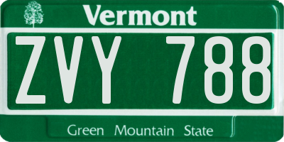 VT license plate ZVY788