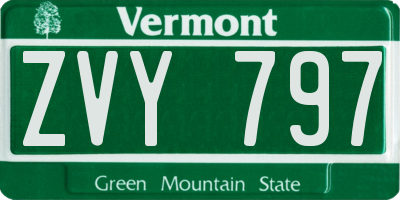 VT license plate ZVY797