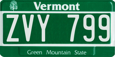 VT license plate ZVY799