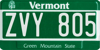 VT license plate ZVY805