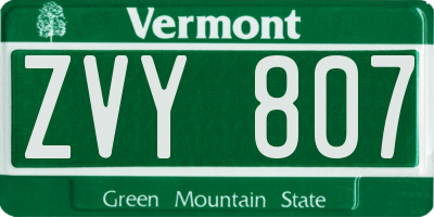 VT license plate ZVY807