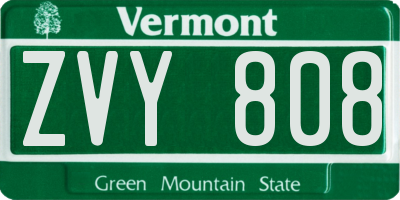 VT license plate ZVY808
