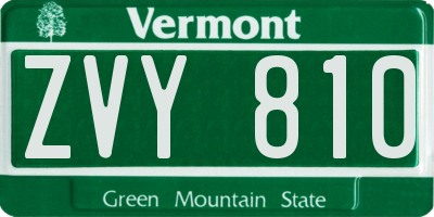 VT license plate ZVY810