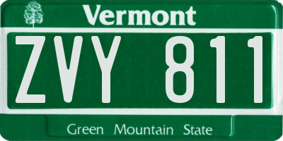 VT license plate ZVY811