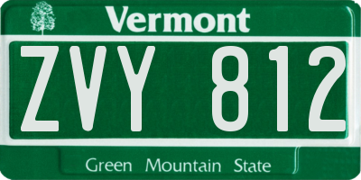 VT license plate ZVY812