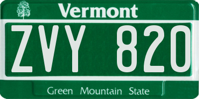 VT license plate ZVY820