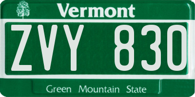 VT license plate ZVY830