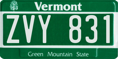 VT license plate ZVY831