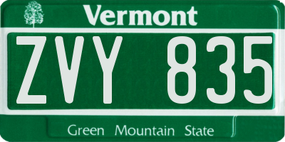 VT license plate ZVY835