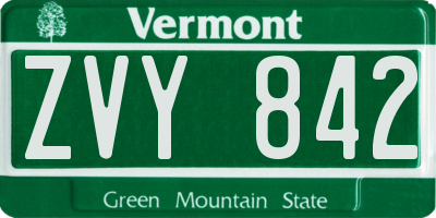 VT license plate ZVY842