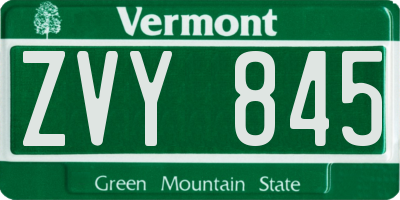 VT license plate ZVY845