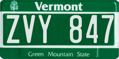 VT license plate ZVY847