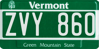 VT license plate ZVY860