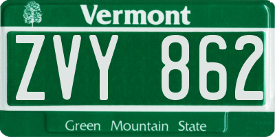 VT license plate ZVY862