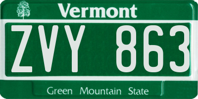 VT license plate ZVY863