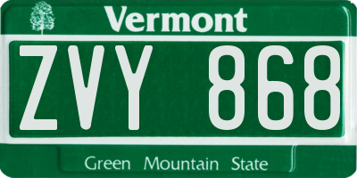 VT license plate ZVY868