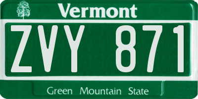 VT license plate ZVY871