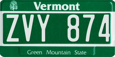 VT license plate ZVY874