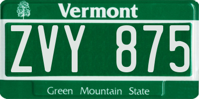 VT license plate ZVY875