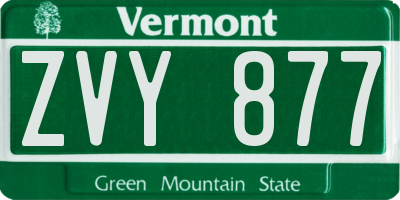 VT license plate ZVY877