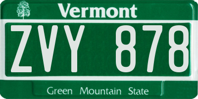 VT license plate ZVY878