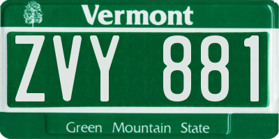 VT license plate ZVY881