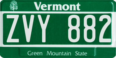 VT license plate ZVY882