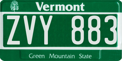 VT license plate ZVY883