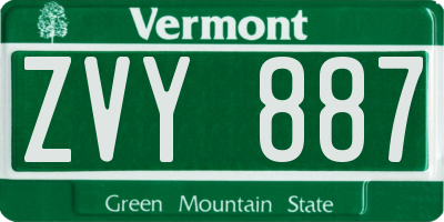 VT license plate ZVY887