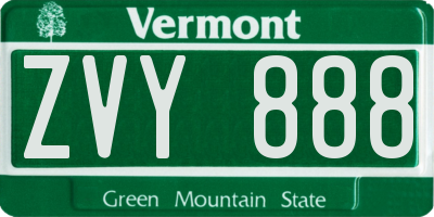 VT license plate ZVY888