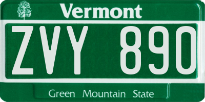 VT license plate ZVY890