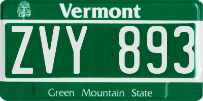 VT license plate ZVY893