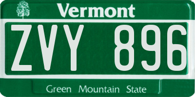 VT license plate ZVY896
