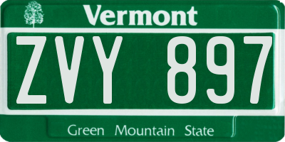 VT license plate ZVY897