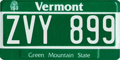 VT license plate ZVY899