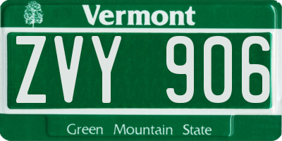 VT license plate ZVY906