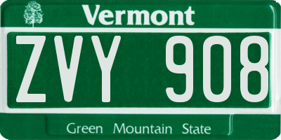 VT license plate ZVY908