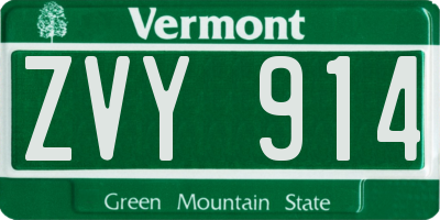 VT license plate ZVY914