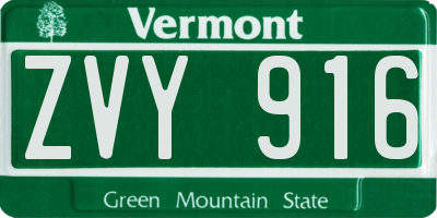 VT license plate ZVY916