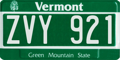 VT license plate ZVY921