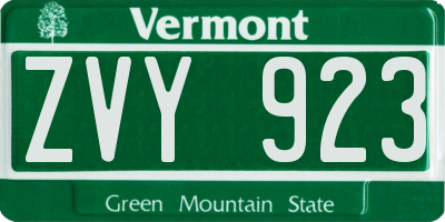 VT license plate ZVY923