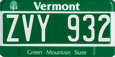 VT license plate ZVY932