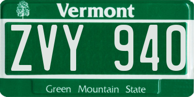VT license plate ZVY940