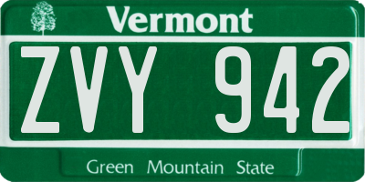 VT license plate ZVY942